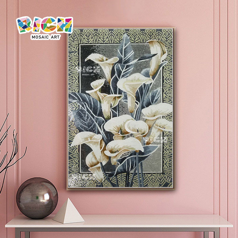 RM-FL39 Calla Lily Handmade Glass Wall Mural Mosaic Tile Picture