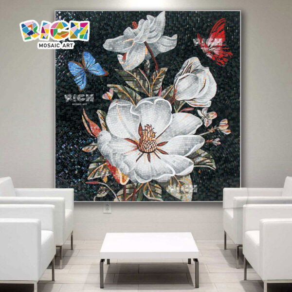 RM-FL42 Reception Room Backsplash Wall Flower Mural Art