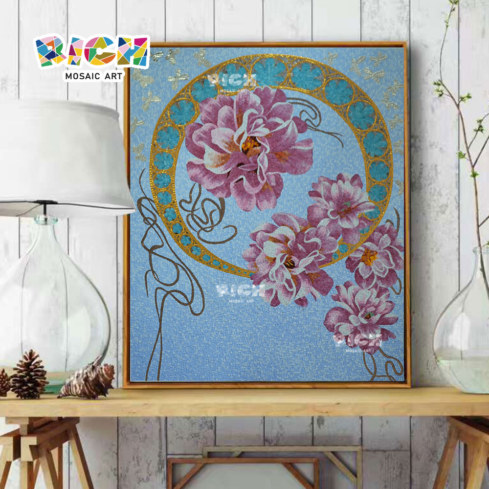 RM-FL62 Creative Flower Mural Pattern Ice Jade Mosaic Art