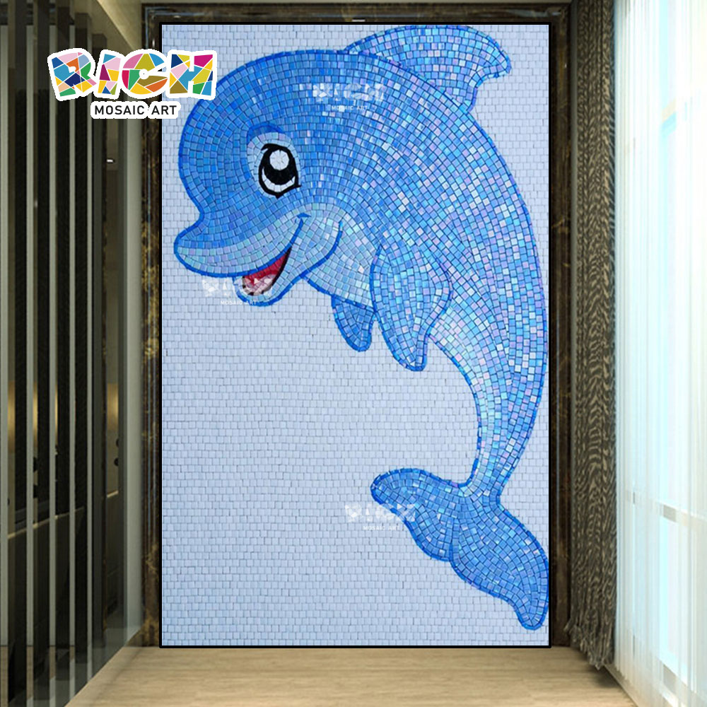 RM-AN28 Dolphin Pattern Wall Swimming Pool Dressing Room Decorate Mosaic