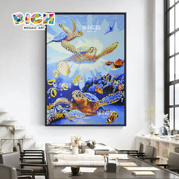 RM-AN39 tortues de mer cristal mosaïque murale pour salon Art mur