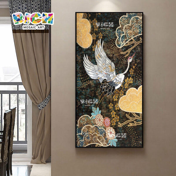 RM-AN46 appréciation artistique haute valeur de grue mosaïque taillés à la main peinture murale