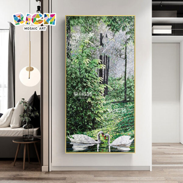 RM-AN53 Interior Design Mosaik-Kunst Swan Gemälde hängen