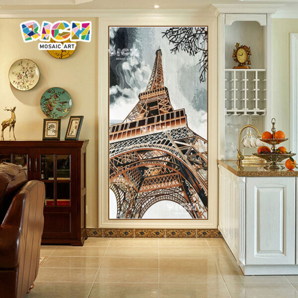 RM-AR13 maison mur décoration tour Eiffel verre mosaïque
