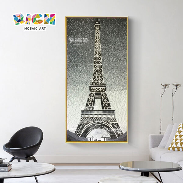 RM-AR17 Modern Mosaic Art Eiffel Tower Design Glass Mural