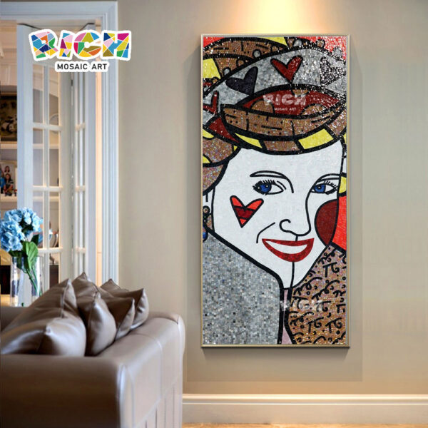 RM-FI01 Poker Face Woman Mosaic Art Room Hanging Pictures