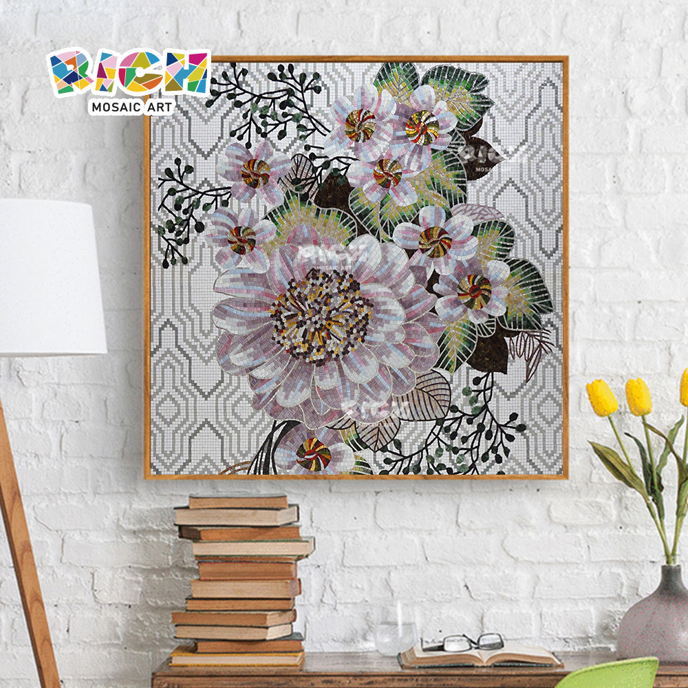 RM-FL78 Home Decor Wallpaper Murals Beautiful Flower Glass Mosaic Art