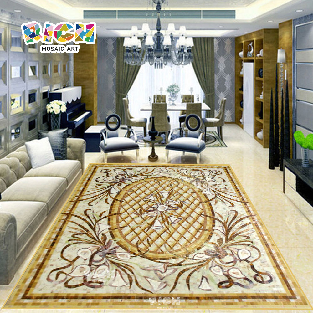 RM-FO04 Lily Flower Stone Medallion Floor Luxury Tile
