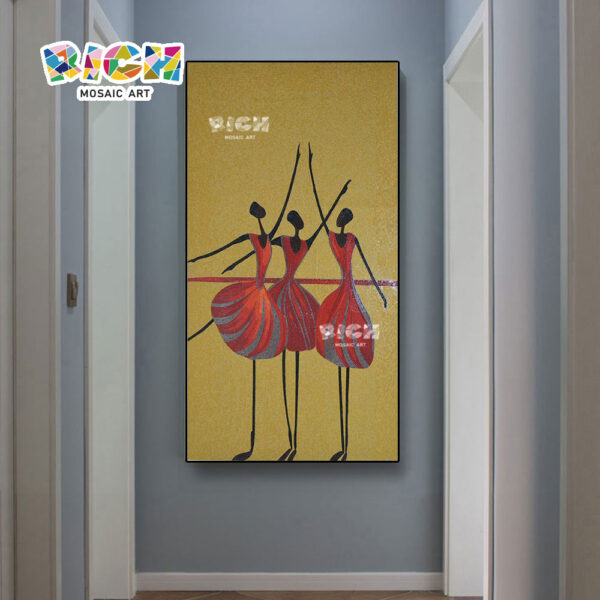 RM-IN06 Gold Background Red Dress Ballet Girl Mosaic