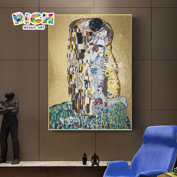 RM-RG04 Bedroom Luxury Mosaic Hanging Klimt's Kiss Painting Mural