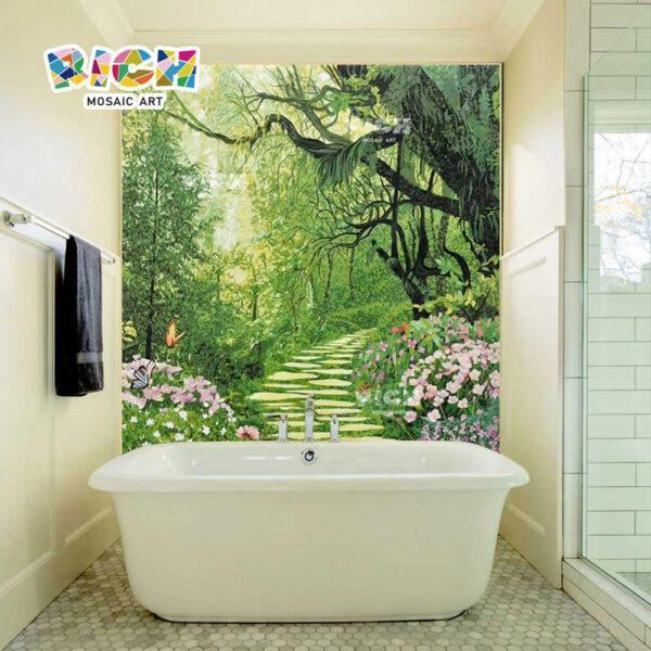 Caliente venta de mosaico de la pared del fondo de sendero selva hermoso baño bañera RM-SC14