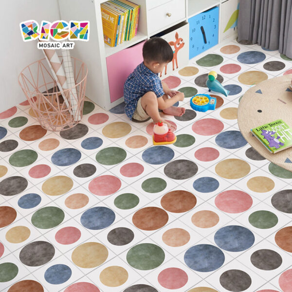 Creative Color Circle Design Tile Floor for Children's Room