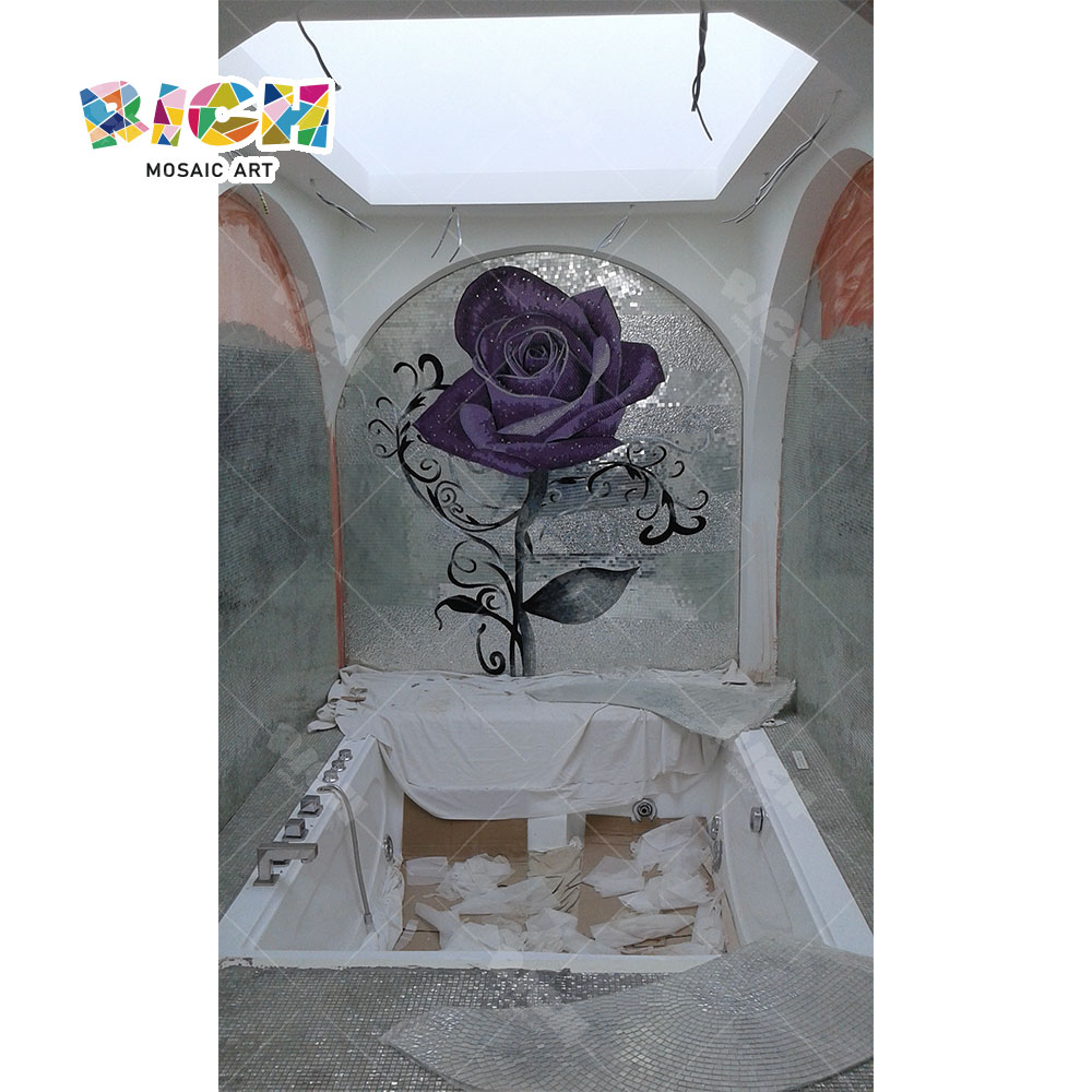 Rosenblume für Badezimmer Mosaik Kunst