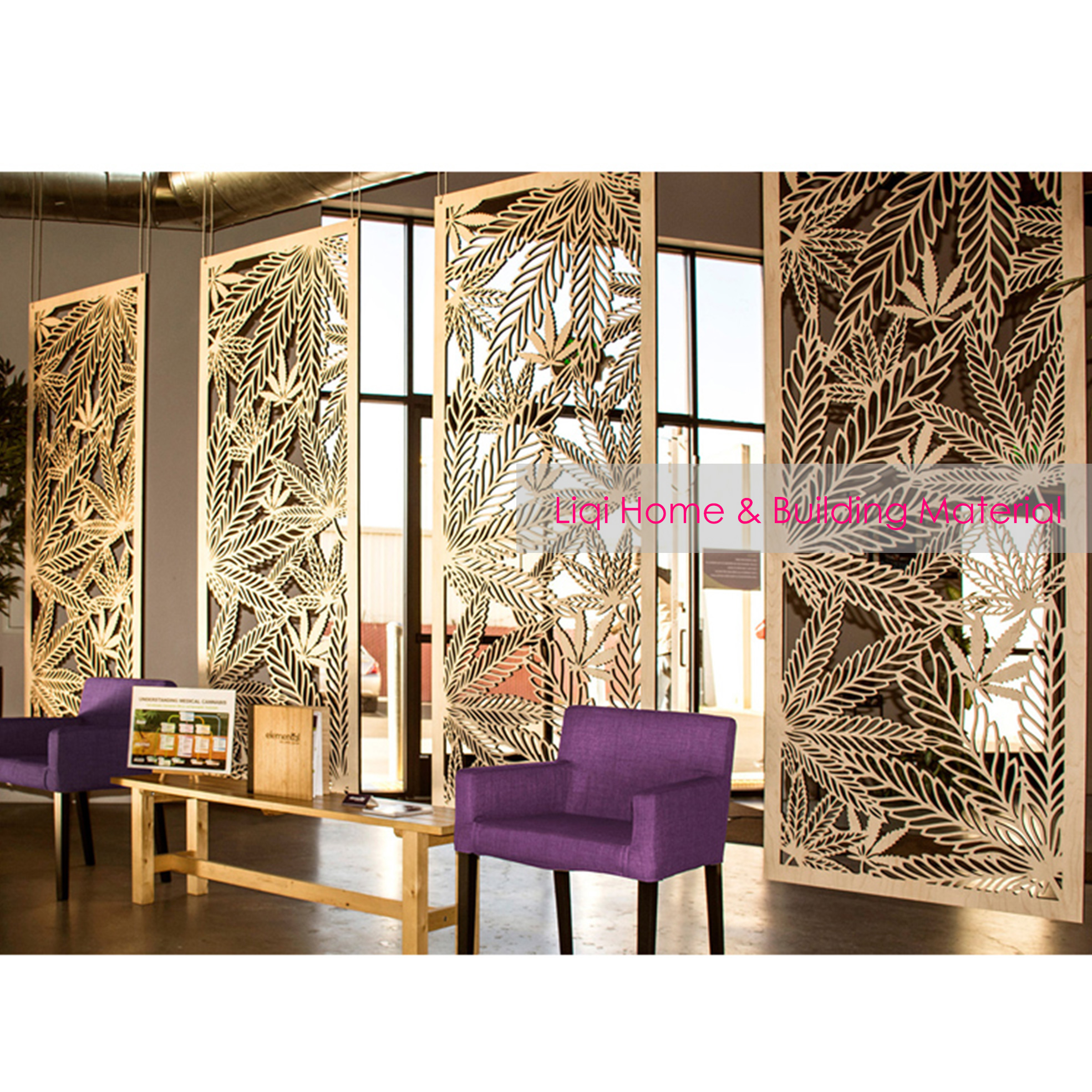 Hollow Leaf Design Stainless Steel Meeting Room Screen Decoration