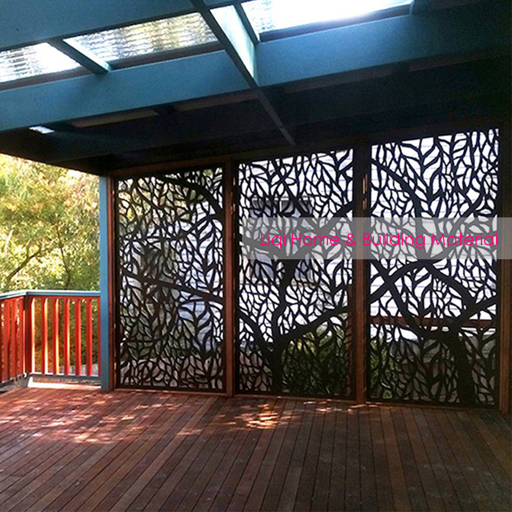 Tree Design Park Rest Shed Stainless Steel Translucent Screen
