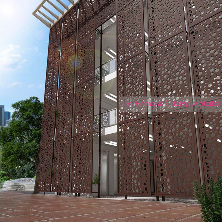 Décoration murale extérieure d’un bâtiment en acier inoxydable en or rose